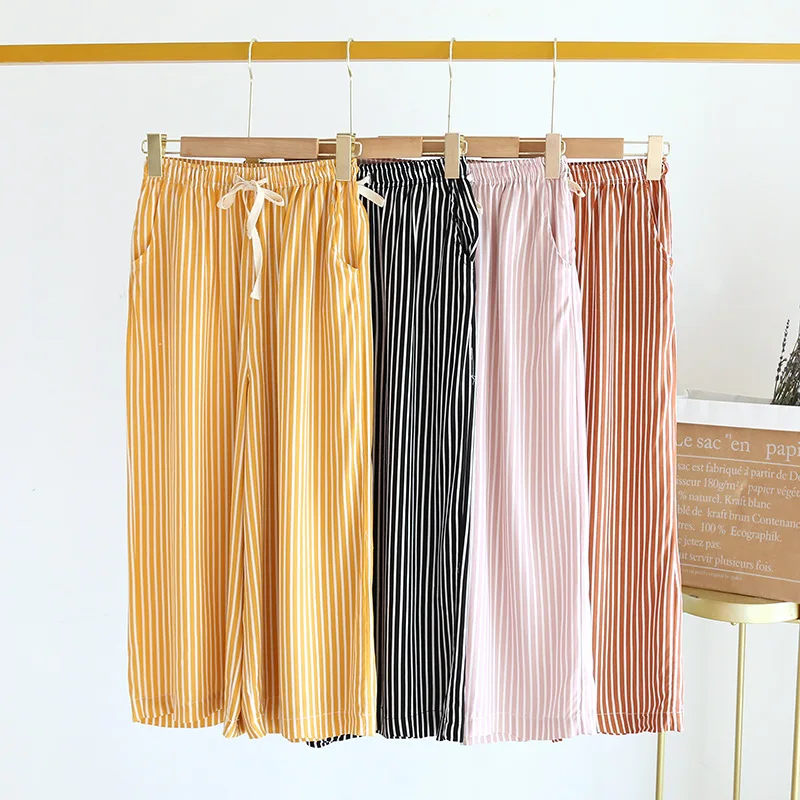 Korea Striped wide-leg trousers women Viscose trousers sleep bottoms fashion pajamas pants women sleepwear shorts
Korea Striped wide-leg trousers women Viscose trousers sleep bottoms fashion pajamas pants women sleepwear shorts