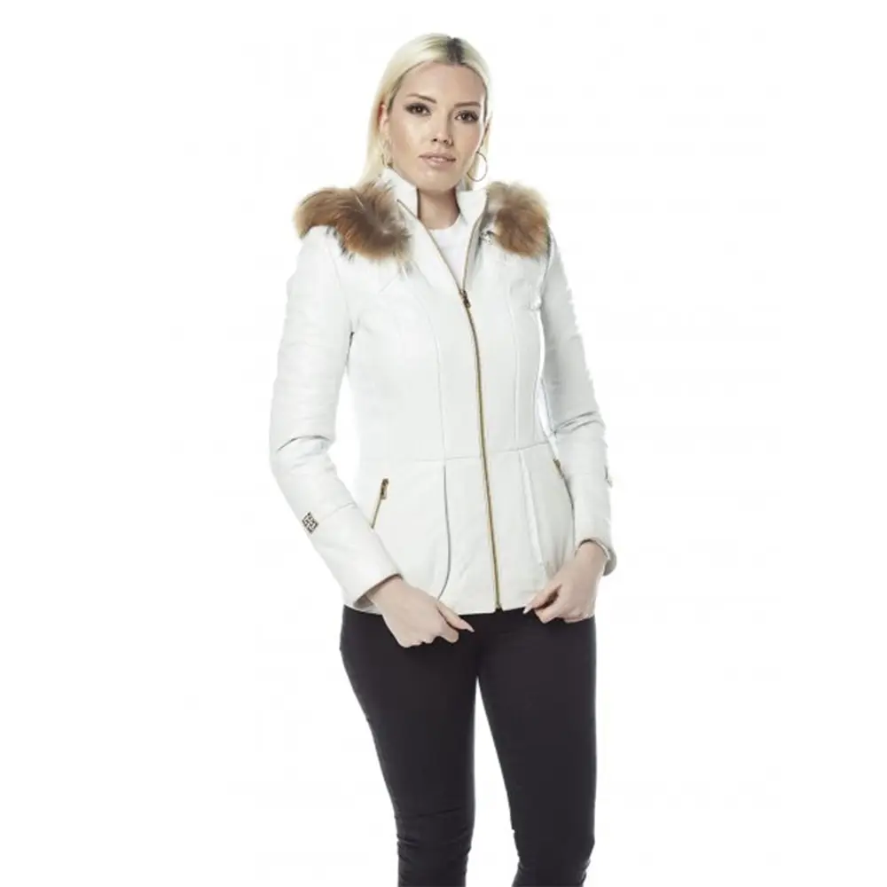 Rosalin Sport Cut Genuine Leather Women's Jacket. White Color, Plush Collar With Hood, Zipper. Totally Original Turkish Quality.
Rosalin Sport Cut Genuine Leather Women's Jacket. White Color, Plush Collar With Hood, Zipper. Totally Original Turkish Quality.