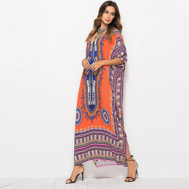 2021 Summer Casual Fashion Printing Loose Waist Women Boho Dress Beach Dresses for Women V-Neck Plus Size Mujer De Vestido
2021 Summer Casual Fashion Printing Loose Waist Women Boho Dress Beach Dresses for Women V-Neck Plus Size Mujer De Vestido
