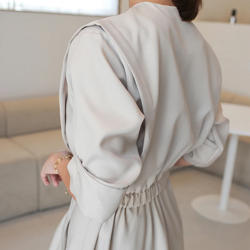 Pockets Black Dress Women Stylish Irregular Workwear Double-Breasted Dress High Waist Black V Neck High Quality Vestidos 
Pockets Black Dress Women Stylish Irregular Workwear Double-Breasted Dress High Waist Black V Neck High Quality Vestidos