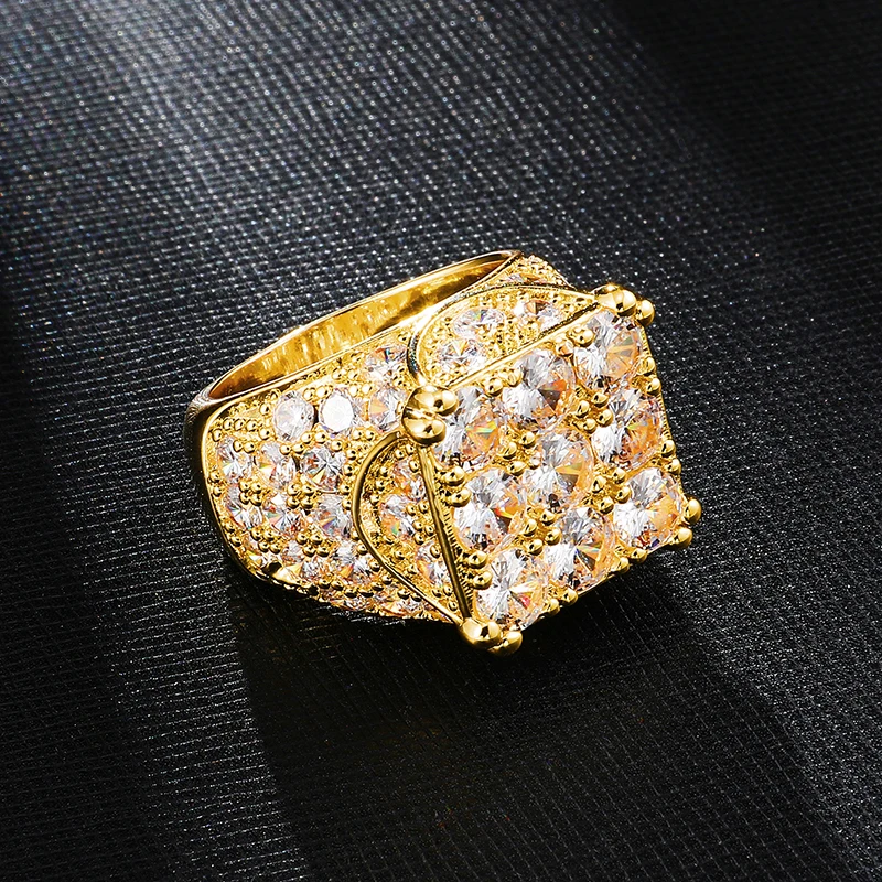 US7 Bling кубический циркон квадратное кольцо медный материал Золото Серебро Цвет