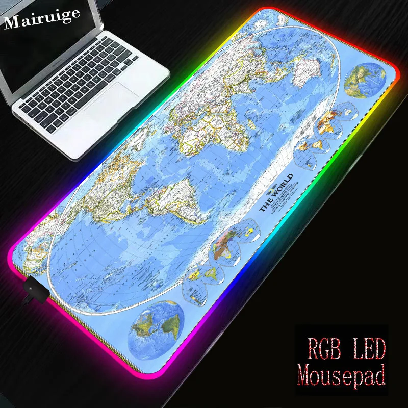 

Mairuige New Map Anime Large Computer RGB Gaming Lockedge Mouse Pad XL XXL Gamer Large Mause LED USB Mousepad Computer Desk Mat