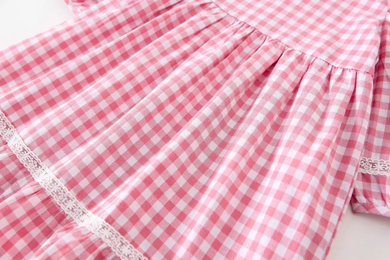 Sweet Baby Girls Dress Spring Autumn Princess Birthday Party Baby Girl Clothes Long Sleeve Lace Plaid Dresses Korean Style 2020