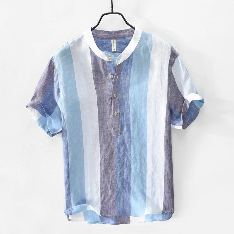 Top Selling Product In 2020 New Summer Linen Striped Shirt Casual Fashion Men's Short Sleeve Stand Collar Shirt Men's Clothing
Top Selling Product In 2020 New Summer Linen Striped Shirt Casual Fashion Men's Short Sleeve Stand Collar Shirt Men's Clothing