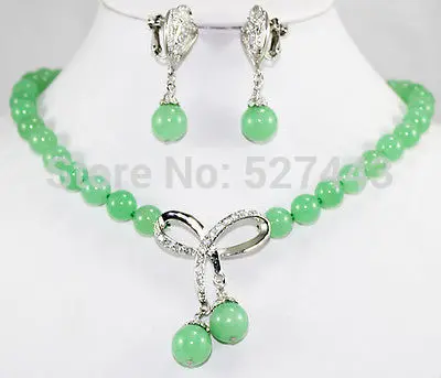 Бесплатная доставка> @> оптовая продажа JWEW6560 зеленый камень ожерелье набор