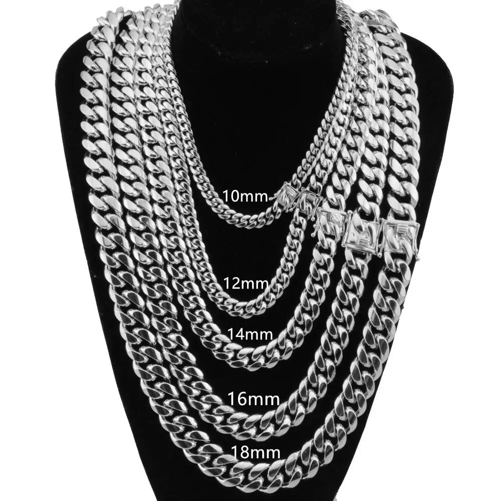 8/10/12/14/16/18mm Wide Curb Cuban Miami Link Chain Necklace for Men Boys Stainless Steel Jewelry Gift 7-40inch
8/10/12/14/16/18mm Wide Curb Cuban Miami Link Chain Necklace for Men Boys Stainless Steel Jewelry Gift 7-40inch