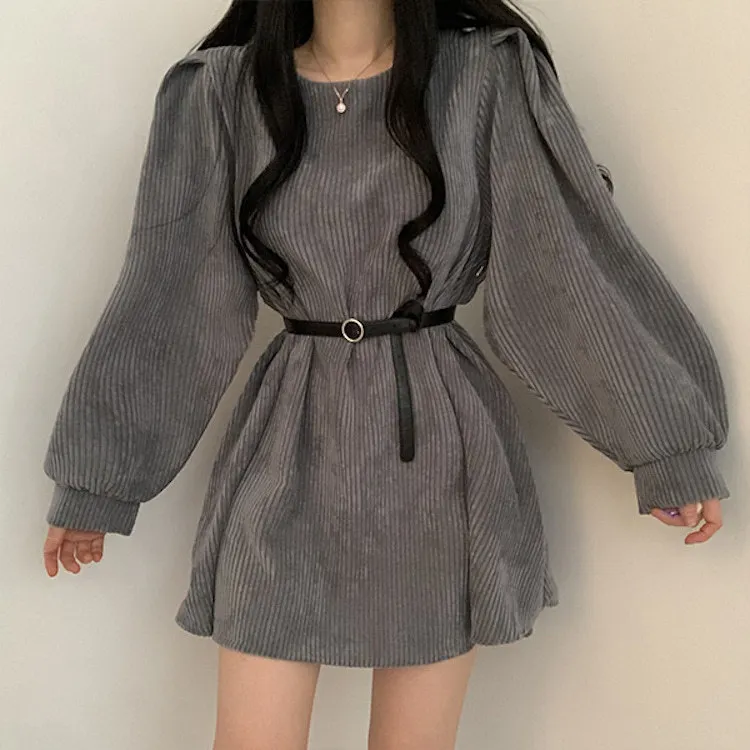 Women Corduroy Dress Vintage Belt Slim Long Sleeve Mini Dresses Fashion Elegant Solid Round Neck Autumn Winter Streetwear Chic
Women Corduroy Dress Vintage Belt Slim Long Sleeve Mini Dresses Fashion Elegant Solid Round Neck Autumn Winter Streetwear Chic