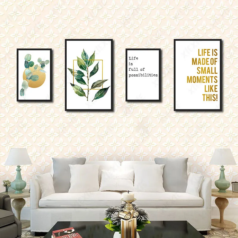 Fresh Natural Green Leaves Golden English Letters Abstract Wall Art Canvas Posters Prints for Living Room Bedroom Decoration
Fresh Natural Green Leaves Golden English Letters Abstract Wall Art Canvas Posters Prints for Living Room Bedroom Decoration