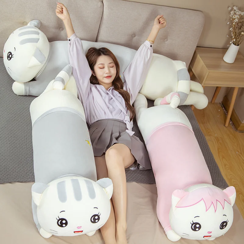 

New 1pc 60CM-120CM Cute Soft Long Cat Pillow Plush Toys Stuffed Pause Office Nap Bed Sleep Home Decor Gift Doll for Kids Girl