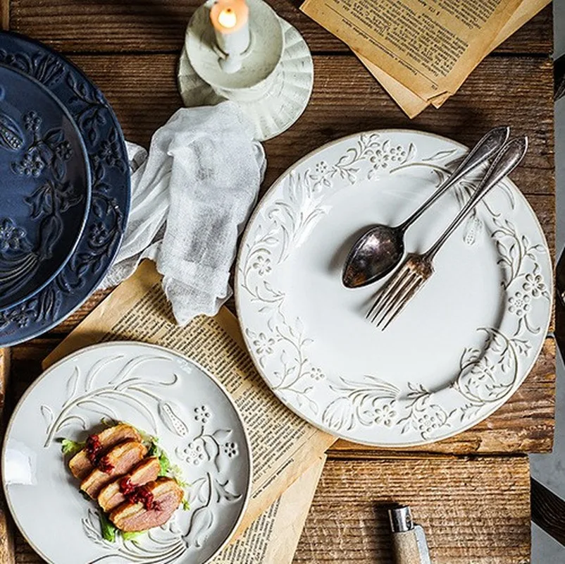 Nordic style handmade embossed plate dinner plate home flat round plate creative tableware salad plate steak plate LB52009
Nordic style handmade embossed plate dinner plate home flat round plate creative tableware salad plate steak plate LB52009