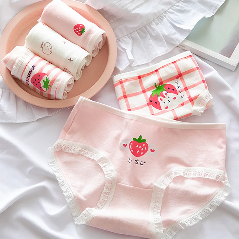 Women Panties Cotton High Quality Knickers Fashion Sexy Lace Female Strawberry Briefs Breathable Underwear Lingeries Mid Waist 
Women Panties Cotton High Quality Knickers Fashion Sexy Lace Female Strawberry Briefs Breathable Underwear Lingeries Mid Waist