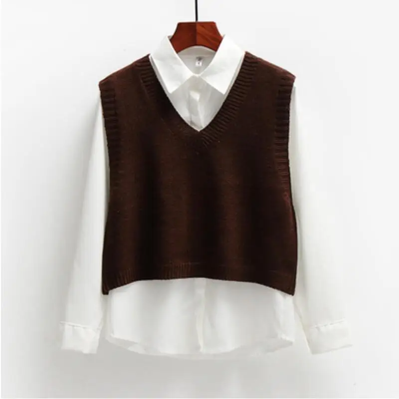 Autumn Korean Women Short Loose Knitted Sweater Sleeveless Women Sweater Vest Ladies V-Neck Pullover Tank Tops Female Outerwear
Autumn Korean Women Short Loose Knitted Sweater Sleeveless Women Sweater Vest Ladies V-Neck Pullover Tank Tops Female Outerwear