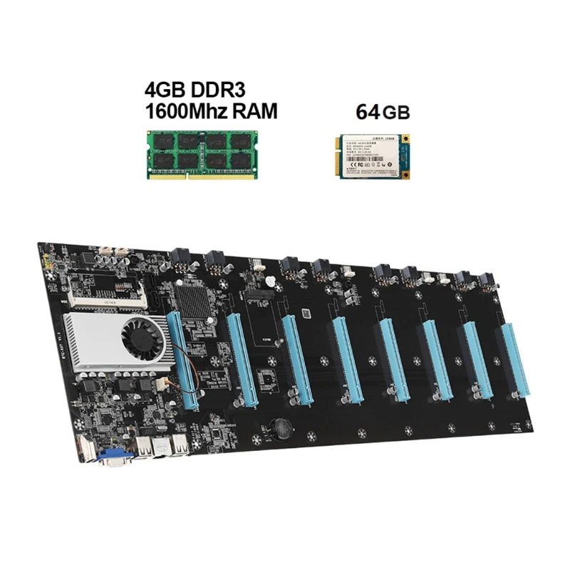 BTC-37 Mining Motherboard Set Spacing 65mm CPU 8 Video Card Slots DDR3 Memory Integrated VGA Interface Low Power Consume
BTC-37 Mining Motherboard Set Spacing 65mm CPU 8 Video Card Slots DDR3 Memory Integrated VGA Interface Low Power Consume
