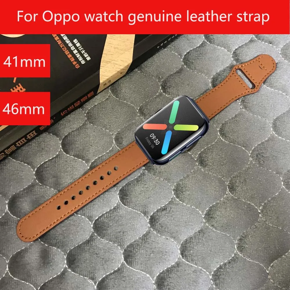 Ремешок из натуральной кожи для OPPO watch 2 1 41 42 46 мм | Наручные часы