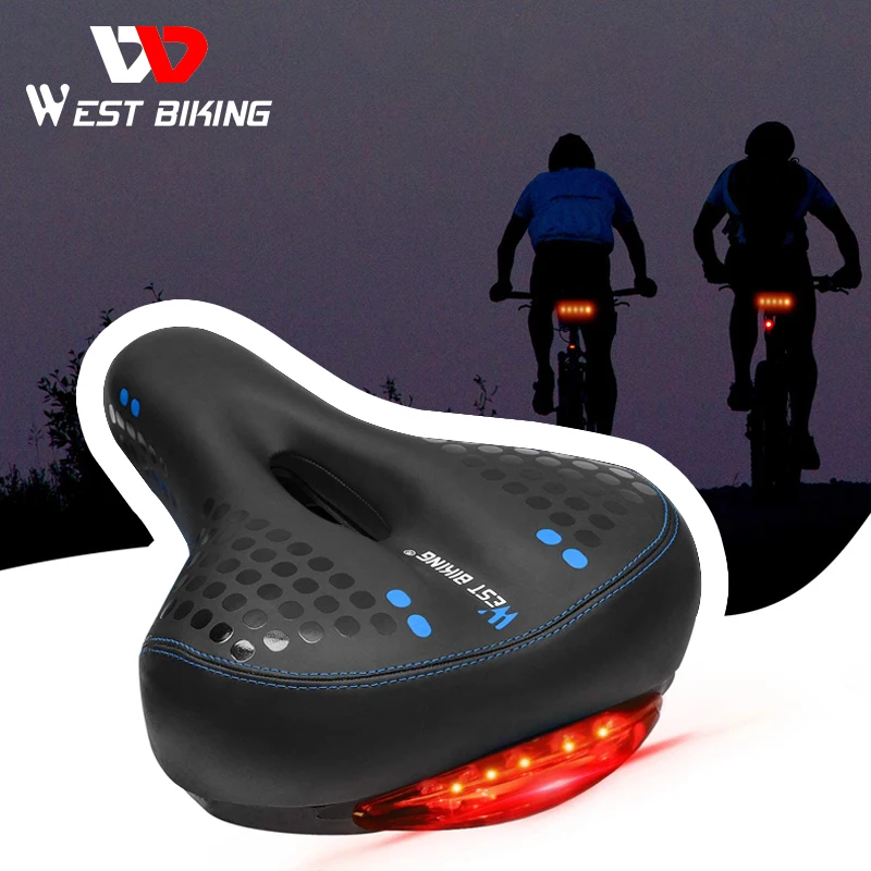 WEST BIKING Thicken Widen Soft Comfortable Bike Hollow MTB Cycling Rear Seat Warning Lamp 3 Modes Bicycle Saddle with Tail Light
WEST BIKING Thicken Widen Soft Comfortable Bike Hollow MTB Cycling Rear Seat Warning Lamp 3 Modes Bicycle Saddle with Tail Light