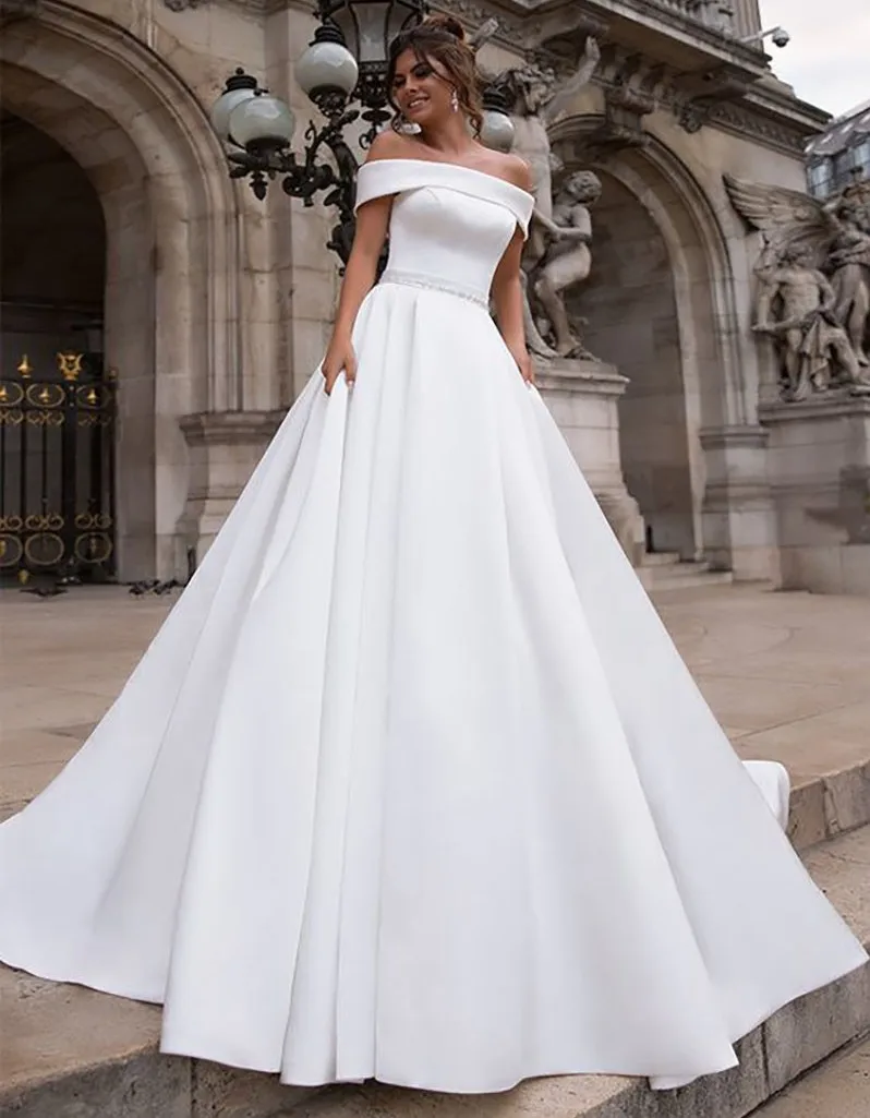 Горячая Принцесса Свадебные платья атласные с открытыми плечами невесты платья 2021 Vestido De Mariage на заказ 
Горячая Принцесса Свадебные платья атласные с открытыми плечами невесты платья 2021 Vestido De Mariage на заказ