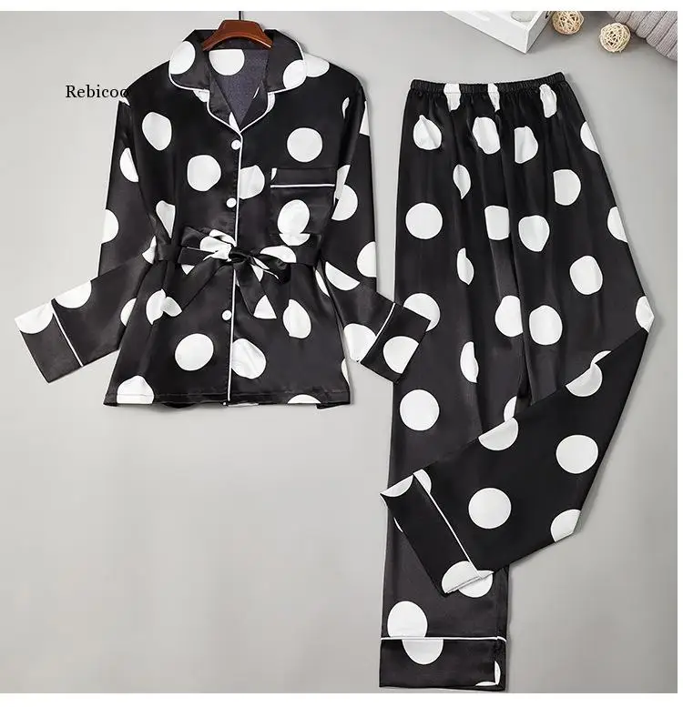Silk Pajamas Set Women Sexy Print Dot Summer Female Pyjamas Long Shirt 2Piece/Set Stitch Lingerie 2019 Home Sleepwear
Silk Pajamas Set Women Sexy Print Dot Summer Female Pyjamas Long Shirt 2Piece/Set Stitch Lingerie 2019 Home Sleepwear