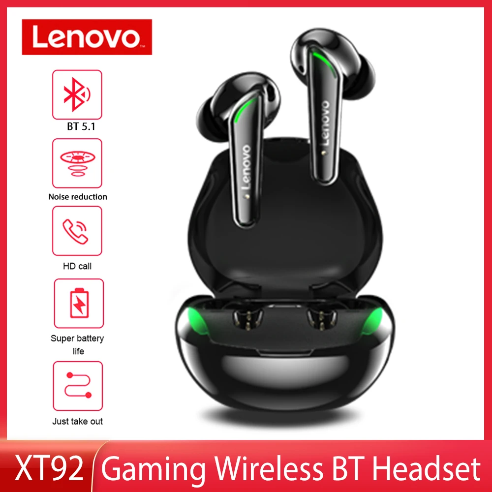 

Lenovo XT92 Gaming Headsets 60ms Low Latency TWS BT 5.1 Headphones Sound Positioning Wireless Earphones Noise Cancelling