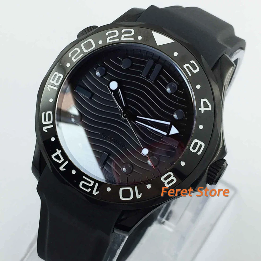 

41mm BLIGER Black PVD Case Sterile Dial ceramic bezel sapphire glass date New NH35 MIYOTA 8215 PT5000 Automatic Mens Watch