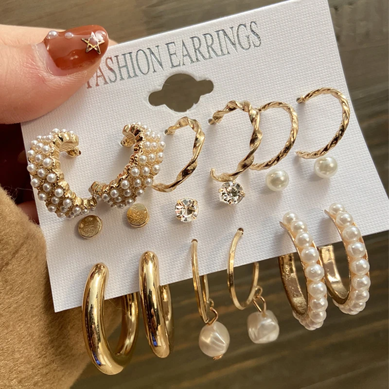 Trendy Gold Metal Earrings Set For Women Fashion Geometric Pearl Circle Drop Earrings 2021 Trend Set of Earrings Jewelry
Trendy Gold Metal Earrings Set For Women Fashion Geometric Pearl Circle Drop Earrings 2021 Trend Set of Earrings Jewelry