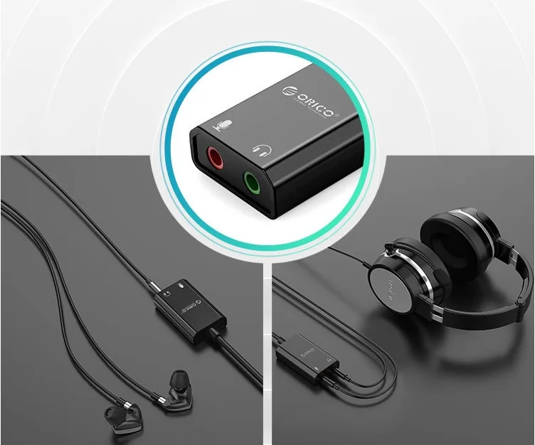 Orico Портативный USB внешняя звуковая карта Микрофон Наушники типа два-в-одном с