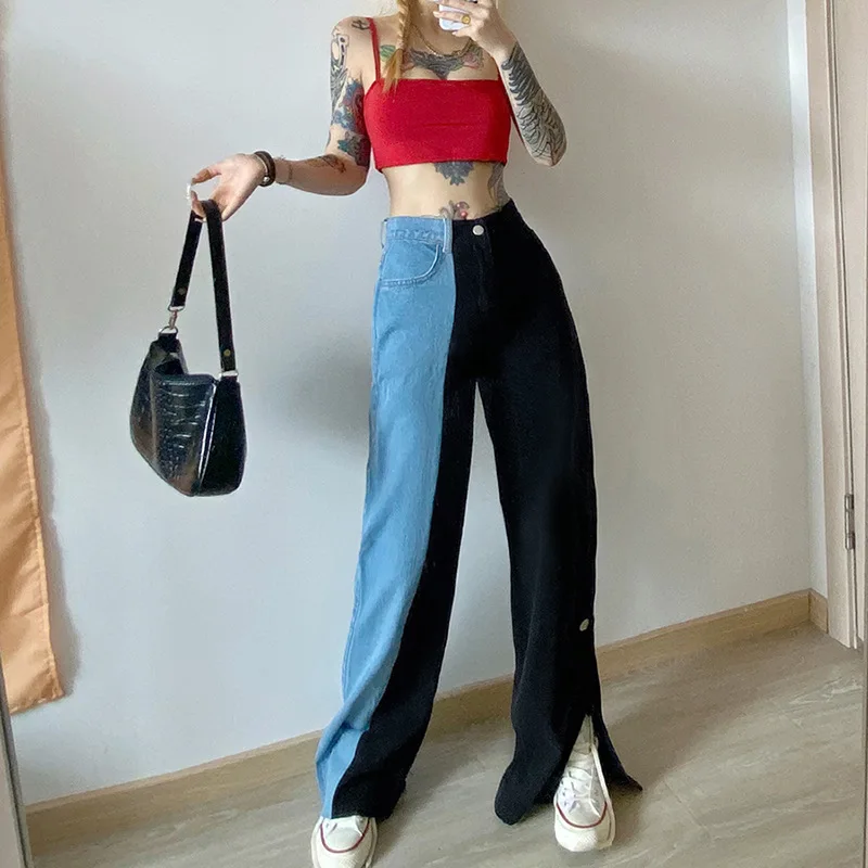 Punk Jeans Women Casual Streetwear Joint Jeans Pants Brandy Designer Straight Wide Leg Denim Pant Trousers Stretch New Jeans
Punk Jeans Women Casual Streetwear Joint Jeans Pants Brandy Designer Straight Wide Leg Denim Pant Trousers Stretch New Jeans