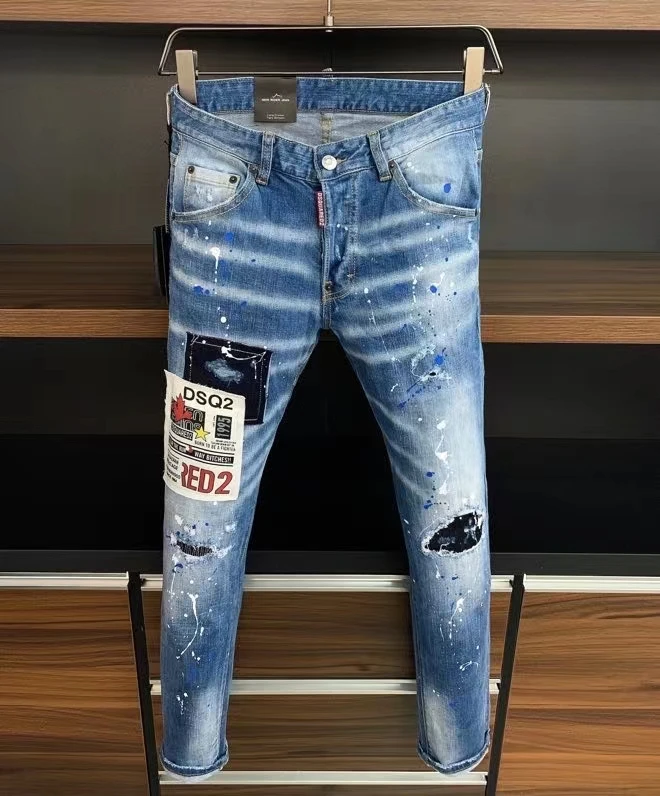 2021 модные трендовые Dsquared2 мужские рваные мотоциклетные джинсы в горошек * 9807 
2021 модные трендовые Dsquared2 мужские рваные мотоциклетные джинсы в горошек * 9807