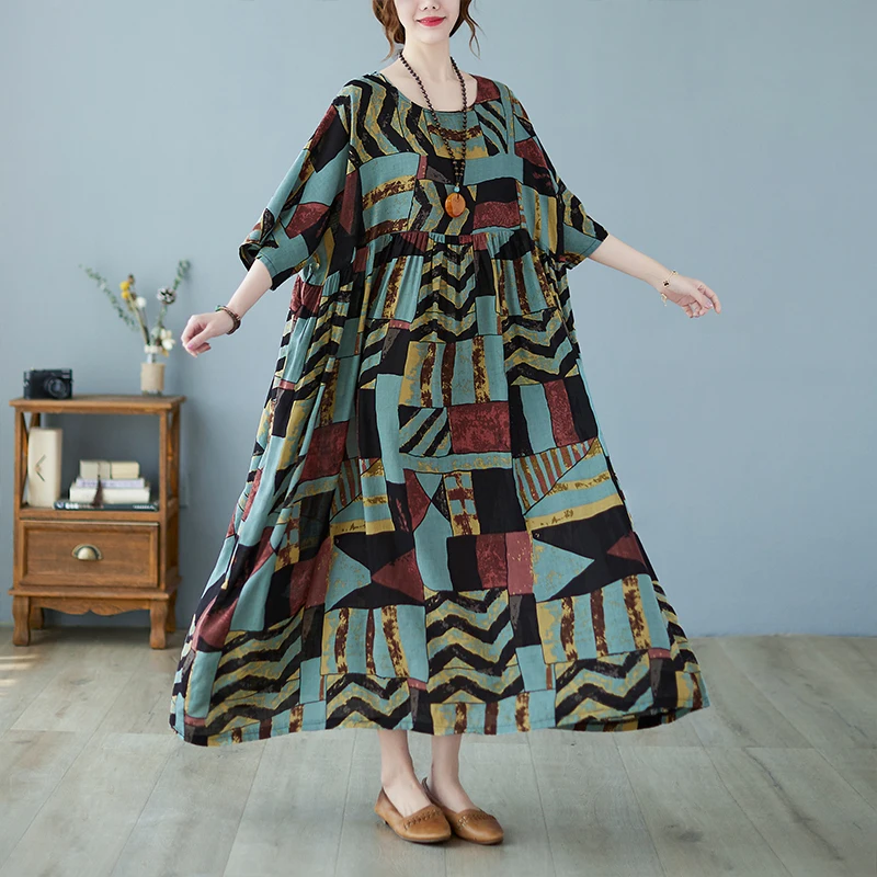 Real shot 2021 summer new RETRO art large size fat mm loose and thin print short sleeve medium length dress
Real shot 2021 summer new RETRO art large size fat mm loose and thin print short sleeve medium length dress