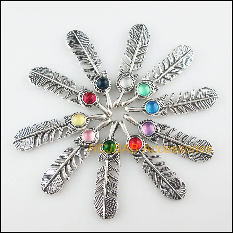 10Pcs Tibetan Silver Tone Animal Feather Mixed Resin Leaves Charms Pendants 12x49mm
10Pcs Tibetan Silver Tone Animal Feather Mixed Resin Leaves Charms Pendants 12x49mm