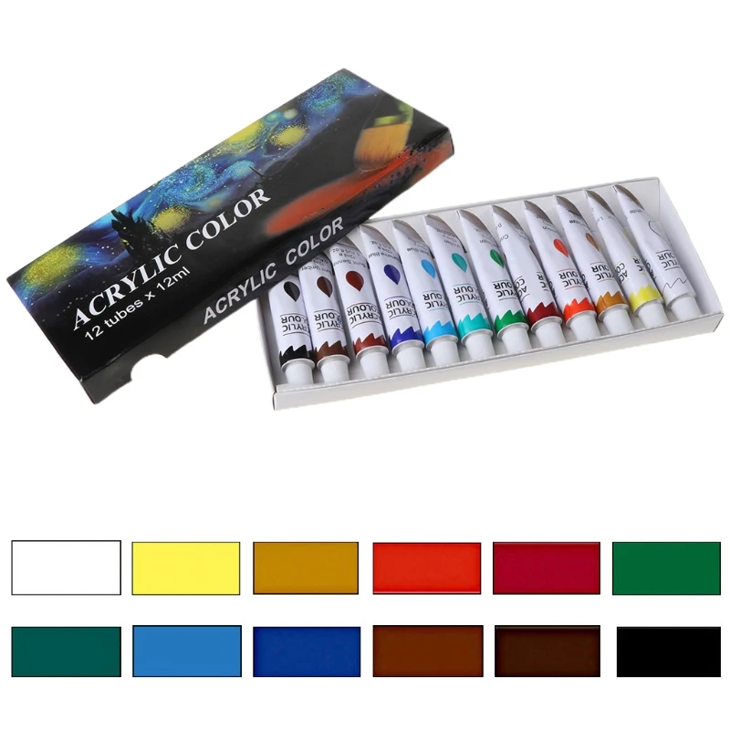 12 Colors 12ML Tube Acrylic Paint set Art Painting Drawing Tools For Kids DIY 4X7E
12 Colors 12ML Tube Acrylic Paint set Art Painting Drawing Tools For Kids DIY 4X7E