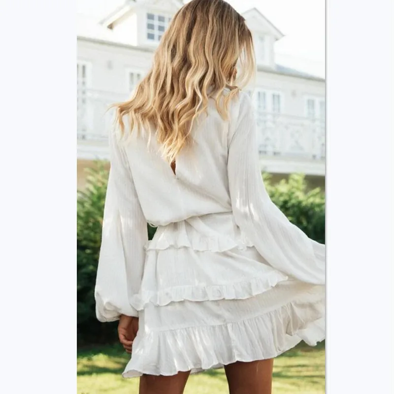 Casual Women Dress 2020 Autumn Elegant O-neck Ruffles Dress Lantern Sleeves Slim Mini Dress
Casual Women Dress 2020 Autumn Elegant O-neck Ruffles Dress Lantern Sleeves Slim Mini Dress