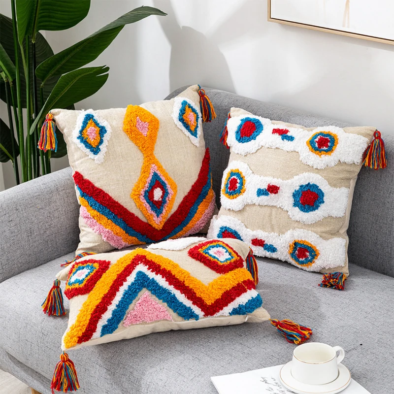 Fuwatacchi Moroccan Style Cushion Cover Handmade Embroidered Pillow Cover with Tassels Ethnic Colorful Pillowcases Home Decor
Fuwatacchi Moroccan Style Cushion Cover Handmade Embroidered Pillow Cover with Tassels Ethnic Colorful Pillowcases Home Decor