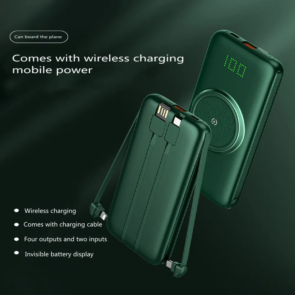 Power Bank 20000mAh With Cable Wireless Charging Powerbank Phone External Battery Portable Charger Mobile Phone Spare Battery
Power Bank 20000mAh With Cable Wireless Charging Powerbank Phone External Battery Portable Charger Mobile Phone Spare Battery