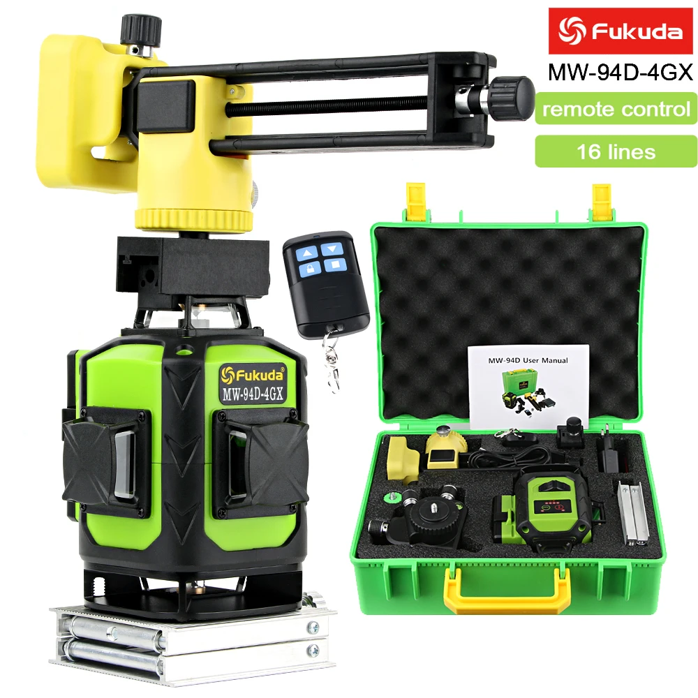 Fukuda Laser Level Green 360 Light Self Leveling 16 Line Lasers Bracket Tripod Professional Construction Tools Green laser level
Fukuda Laser Level Green 360 Light Self Leveling 16 Line Lasers Bracket Tripod Professional Construction Tools Green laser level