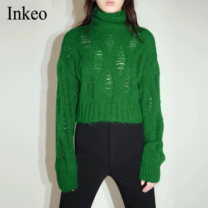 High street Women's Crop sweater Autumn Sexy Hole Turtleneck Female knitted Tops Short Green Jumper 2022 Spring Chic INKEO 1T061
High street Women's Crop sweater Autumn Sexy Hole Turtleneck Female knitted Tops Short Green Jumper 2022 Spring Chic INKEO 1T061