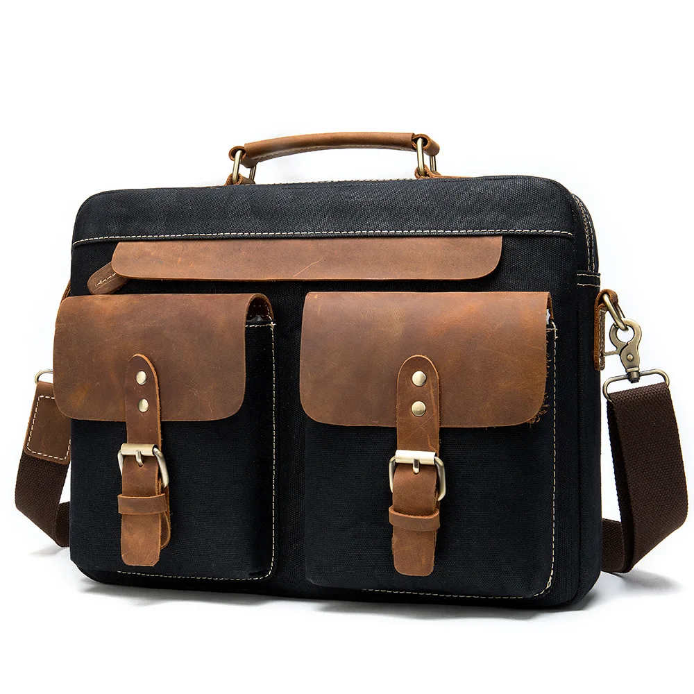 New leather handbag cowhine with cloth briefcase vintage business 14 inch computer men's bag
New leather handbag cowhine with cloth briefcase vintage business 14 inch computer men's bag