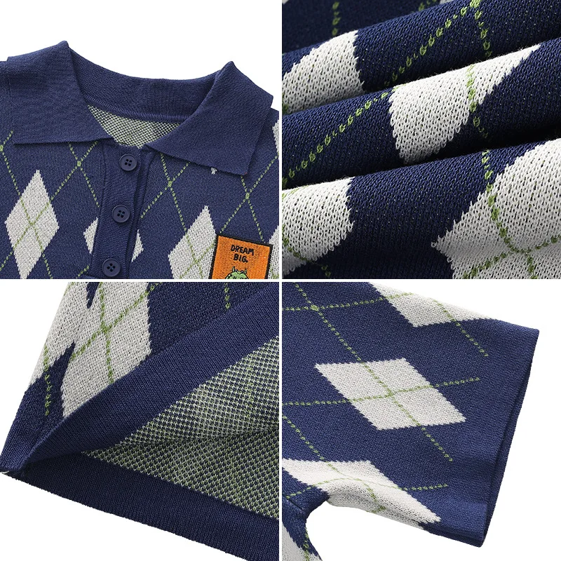 Summer New Argyle Fashion T-Shirt Women Short Sleeve Knitting Top Girls Kawaii Embroidery Cartoon High Quality T-Shirt B-038
Summer New Argyle Fashion T-Shirt Women Short Sleeve Knitting Top Girls Kawaii Embroidery Cartoon High Quality T-Shirt B-038