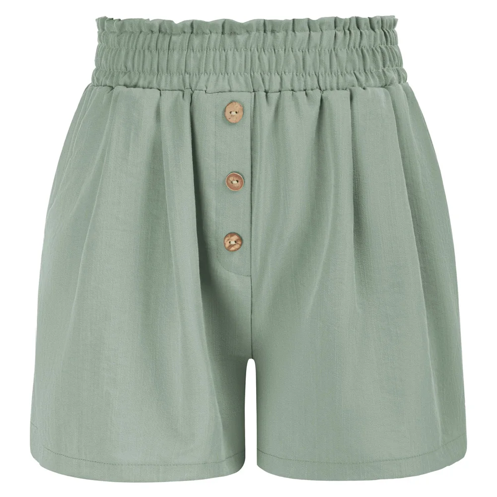 Women Smocked Waistline Shorts With Pockets Buttons High Waist Short Pants Summer Clothes Girls Lady Elastic Waist Shorts New
Women Smocked Waistline Shorts With Pockets Buttons High Waist Short Pants Summer Clothes Girls Lady Elastic Waist Shorts New