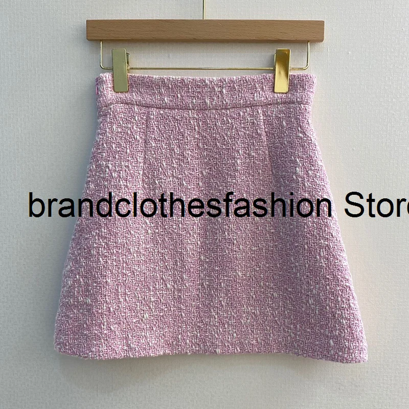 Temperament Elegant Fashion Pink White Knit Mini Tweed Skirt Women Top Quality A-Line High Waist Side-Zip Skirt Lady 2021 Autumn
Temperament Elegant Fashion Pink White Knit Mini Tweed Skirt Women Top Quality A-Line High Waist Side-Zip Skirt Lady 2021 Autumn
