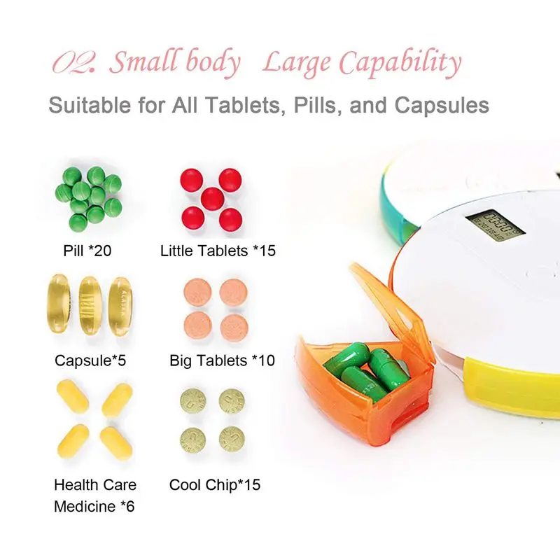 7 Day Pill Box Alarm-DIY Digital Small Pocket Pill Organizer Timer,Travel Pill Case Reminder - Weekly Portable Medicine Pill Box
7 Day Pill Box Alarm-DIY Digital Small Pocket Pill Organizer Timer,Travel Pill Case Reminder - Weekly Portable Medicine Pill Box