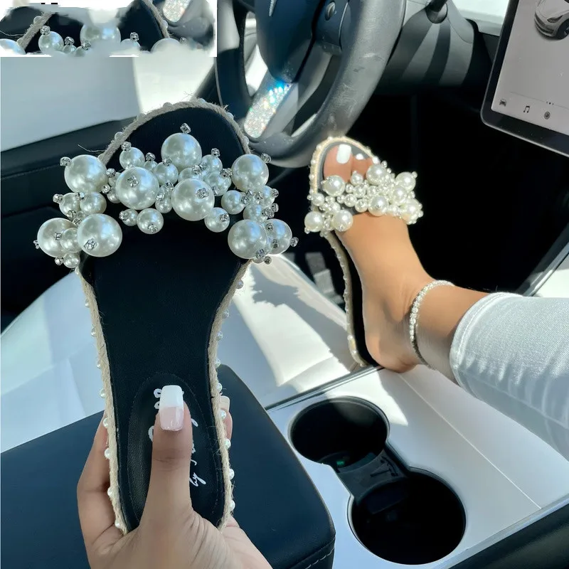 2021 Pearl Slippers Women Summer Sandals 2021 Fashion Bling Female Candy Color Beach Diamond Slippers Flat Shoes Outdoor Sandals
2021 Pearl Slippers Women Summer Sandals 2021 Fashion Bling Female Candy Color Beach Diamond Slippers Flat Shoes Outdoor Sandals