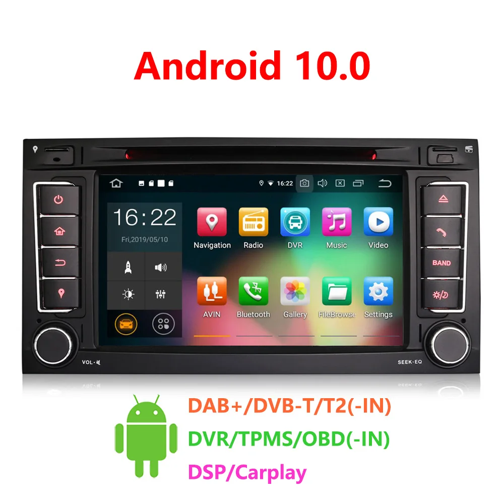 Erisin 8156 7 &quotAndroid 10 0 Octa Core 4GB RAM автомобильный мультимедийный плеер Радио BT DSP для VW