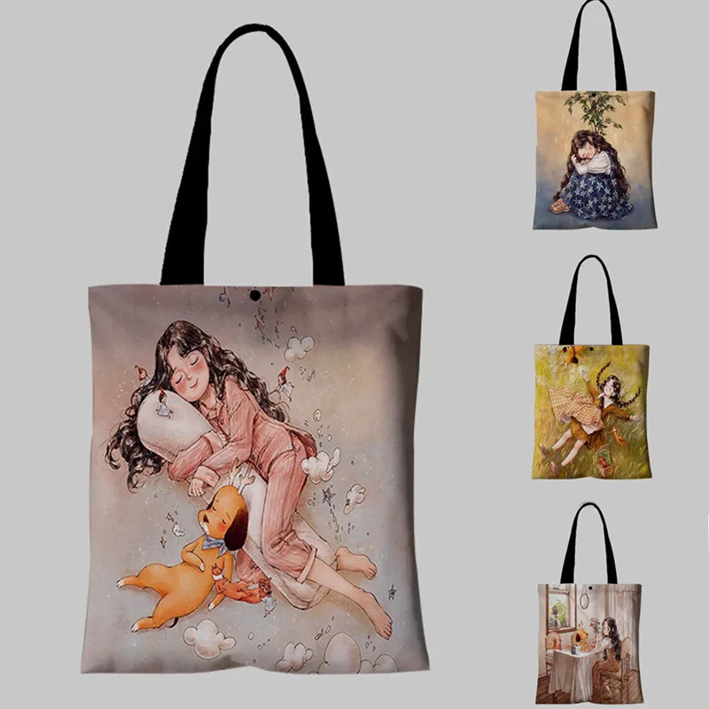 Double Sided Pattern Shopping Bags Women Canvas Student Multifunction Beautifully Handbags Travel All-match Casual Shoulder Bag
Double Sided Pattern Shopping Bags Women Canvas Student Multifunction Beautifully Handbags Travel All-match Casual Shoulder Bag