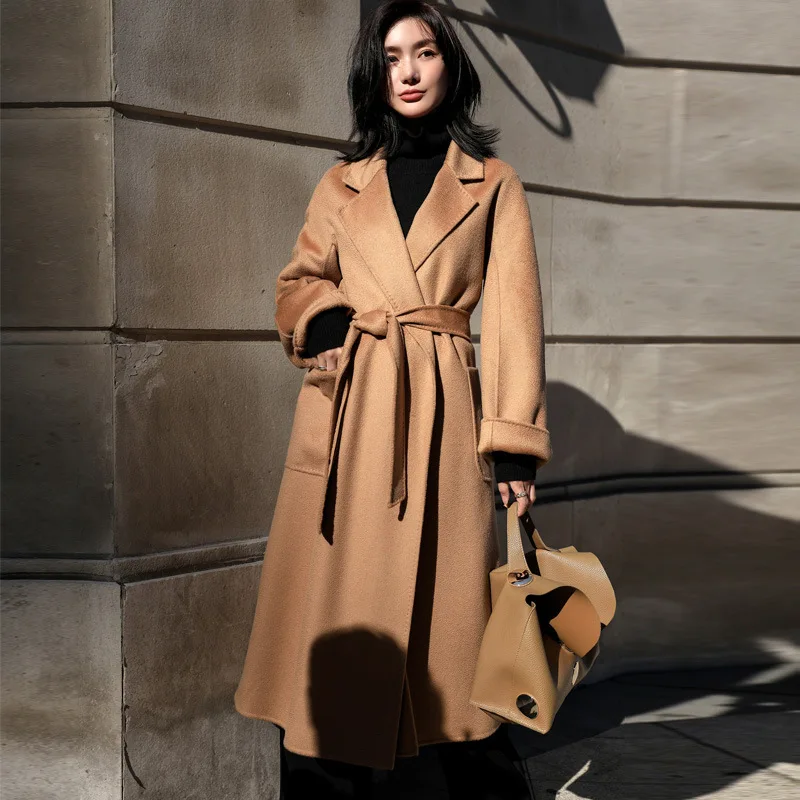 Water Ripple Coat Women 100% Wool Double-Sided Woolen Overcoat 2021 Autumn Winter Long Jackets Elegant Windbreaker Belt Coats
Water Ripple Coat Women 100% Wool Double-Sided Woolen Overcoat 2021 Autumn Winter Long Jackets Elegant Windbreaker Belt Coats