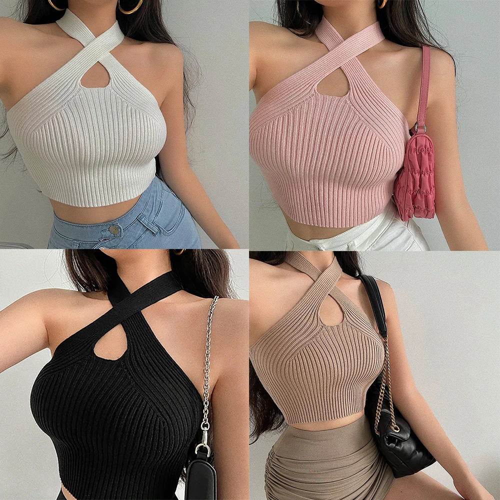 2021 Summer New Hot Girl Sexy Cross Hollow Strapless Halter Neck Camisole Female Cropped Knitted Top
2021 Summer New Hot Girl Sexy Cross Hollow Strapless Halter Neck Camisole Female Cropped Knitted Top