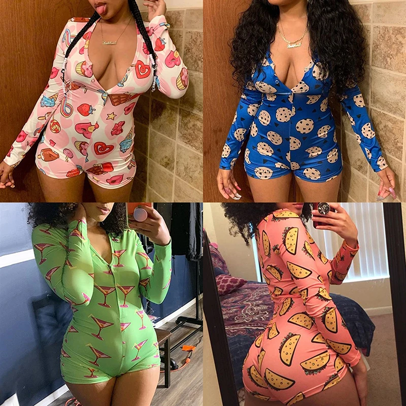 Sexy Onesies for Adults Sleepwear V-neck Long Sleeve Onesie Women Jumpsuit Underwear Pajama Romper Tight-fitting Pajamas
Sexy Onesies for Adults Sleepwear V-neck Long Sleeve Onesie Women Jumpsuit Underwear Pajama Romper Tight-fitting Pajamas