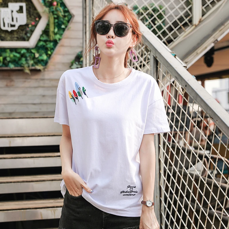 Женские летние топы, рубашки, Хлопковая женская одежда для офиса с коротким рукавом, свободная повседневная Однотонная футболка для девоче...
Женские летние топы, рубашки, Хлопковая женская одежда для офиса с коротким рукавом, свободная повседневная Однотонная футболка для девоче...