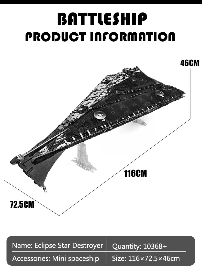 MOULD KING 21004 Star Plan Toys The MOC Eclipse-Class Dreadnought With Full Interior Model Building Blocks Kids Christmas Gifts
MOULD KING 21004 Star Plan Toys The MOC Eclipse-Class Dreadnought With Full Interior Model Building Blocks Kids Christmas Gifts