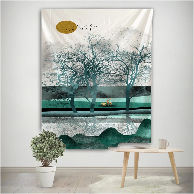 Fawn Mural Moon Tree Mountain Pattern Tapestry Art Deco Blanket Curtain Hanging Home Bedroom Living Room Decoration
Fawn Mural Moon Tree Mountain Pattern Tapestry Art Deco Blanket Curtain Hanging Home Bedroom Living Room Decoration