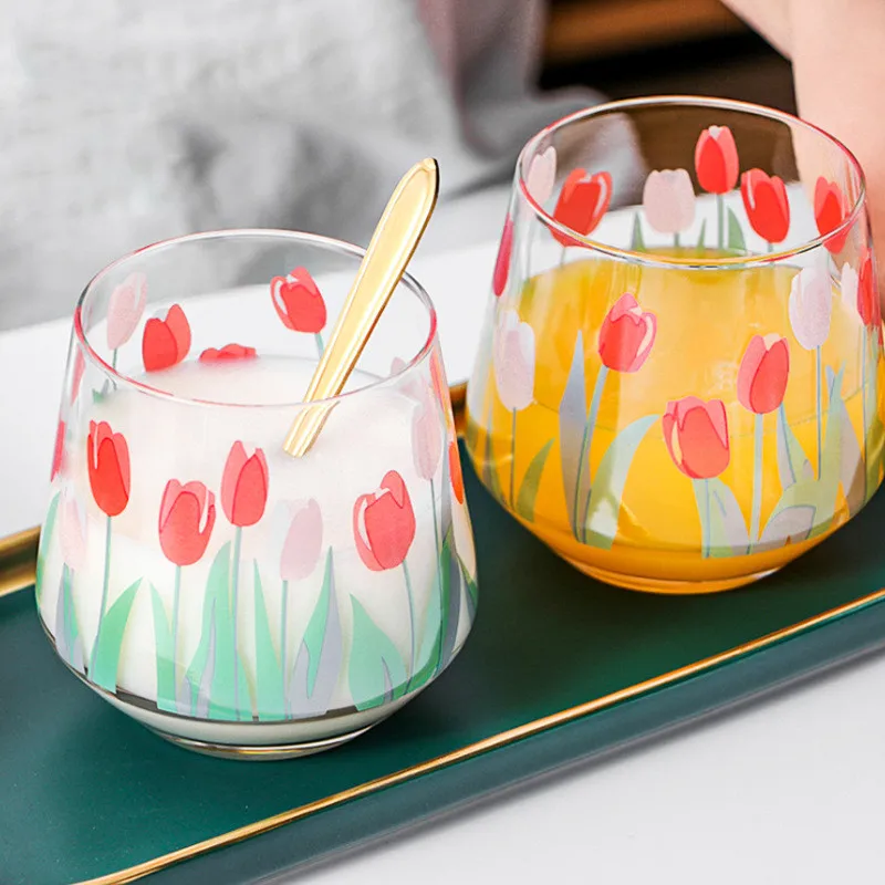 Flower Glass Cup Korean Style Printed Tulip Mousse Cup Small Fresh Household Daily Couple Breakfast Milk Coffee Water Cup
Flower Glass Cup Korean Style Printed Tulip Mousse Cup Small Fresh Household Daily Couple Breakfast Milk Coffee Water Cup